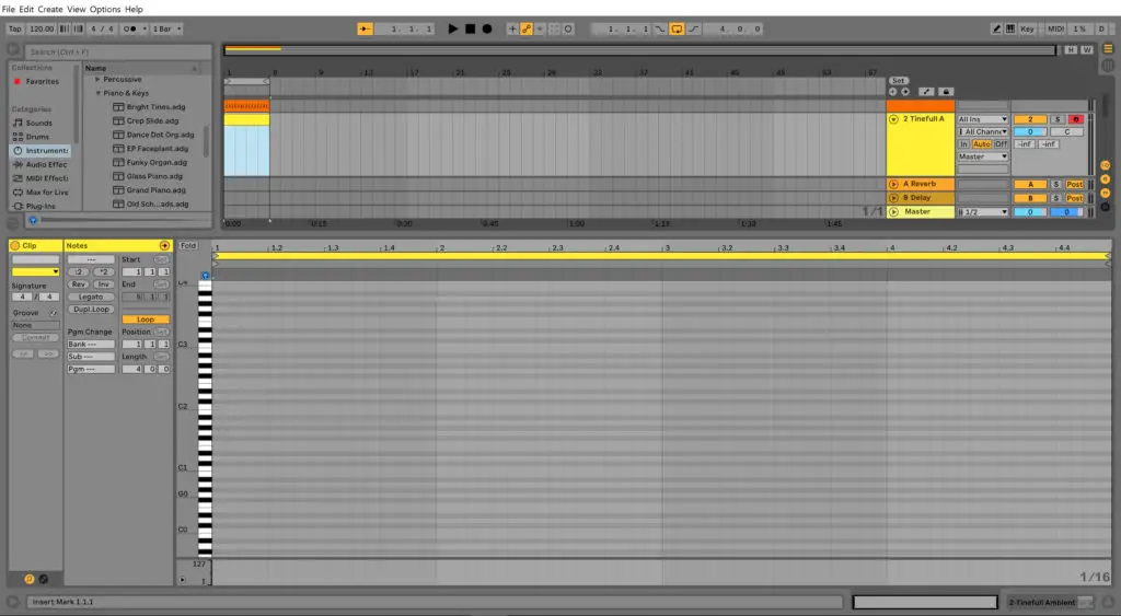 how to make a beat in Ableton Live 10: piano roll