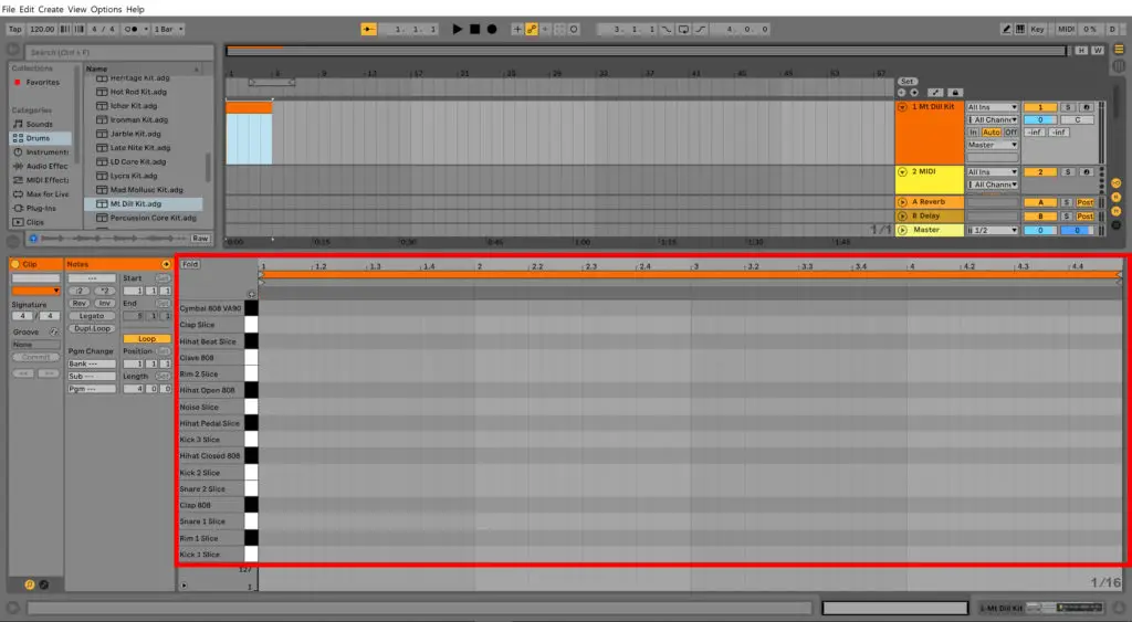 how to make a beat in Ableton Live 10: Drum sequencer