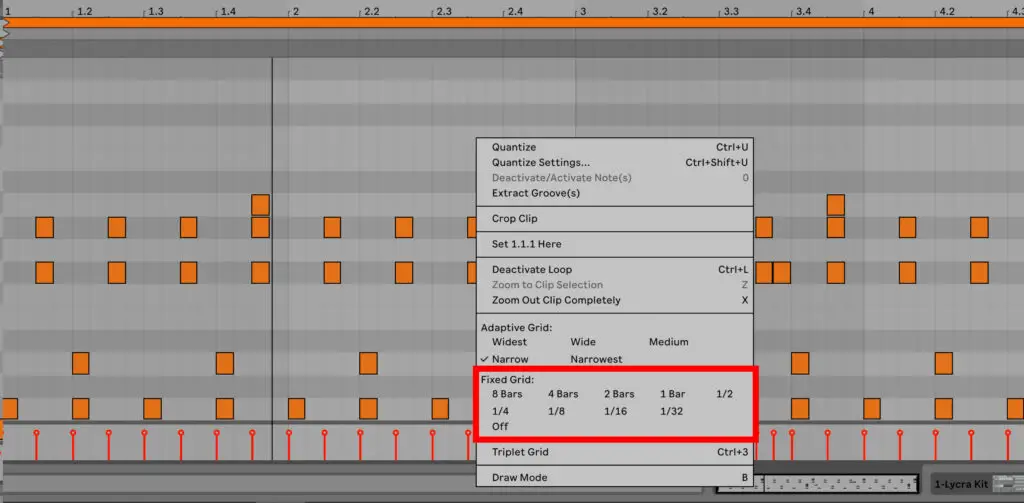 how to make a beat in Ableton Live 10: fixed grid