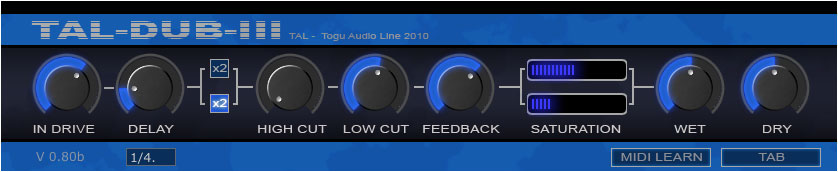 Best free delay vst plugins 2020: Tal-Dub-3