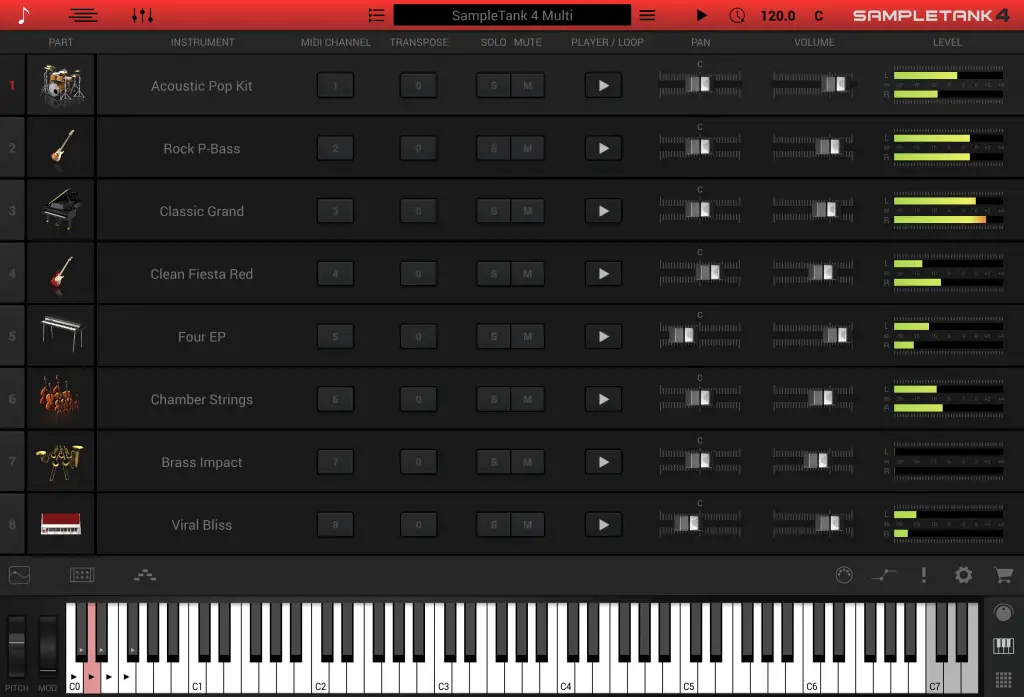 IK Multimedia SampleTank 4 | Review - default parts screen