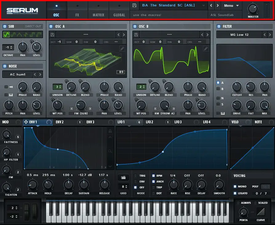 Serum tutorial: Top bar