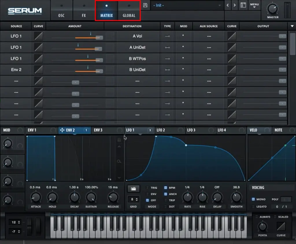 How to use serum: Matrix Tab + Global Tab