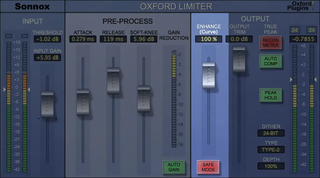 Sonnox Oxford limiter- enhance feature